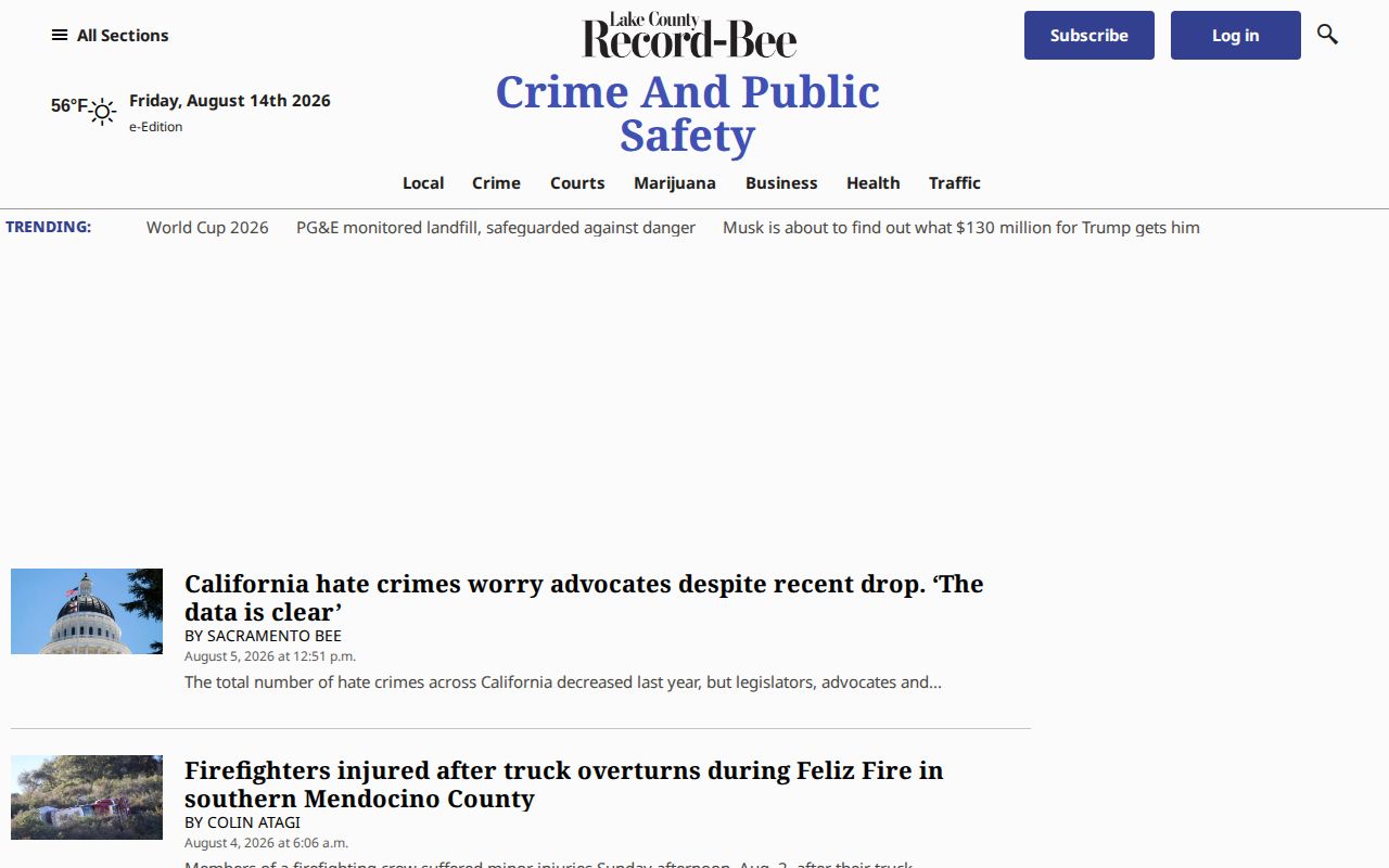 Lake County Record-Bee Crime and Public Safety news section